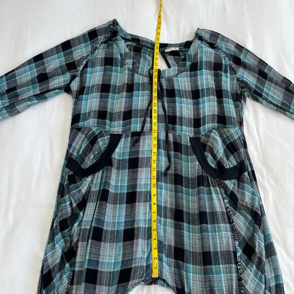 Free People Intimately Fallin For Flannel Blue Black Plaid Jumpsuit Medium - Picture 7 of 12